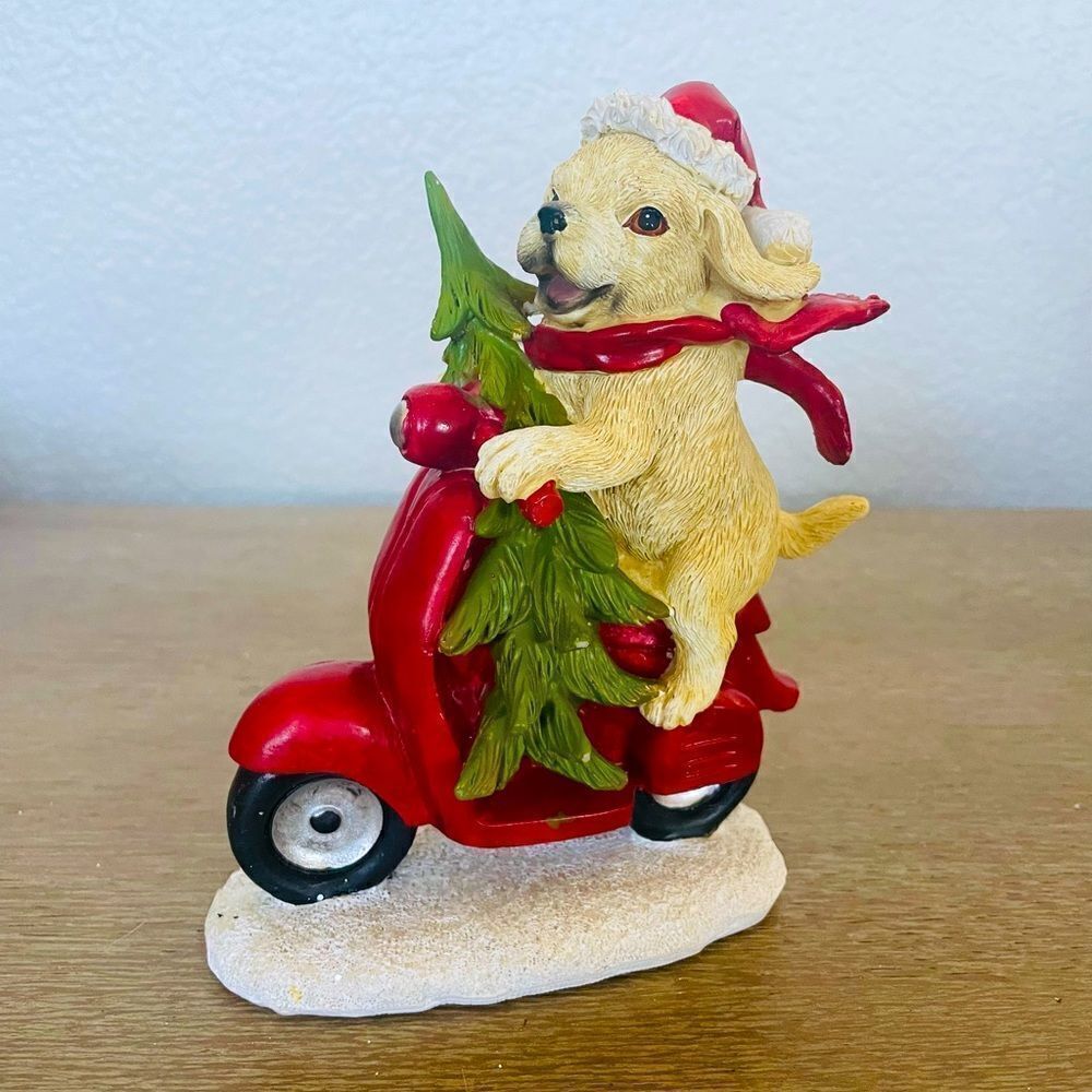 Christmas Scooter Puppy Dog Holiday Figurine